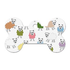 Sheep Cartoon Colorful Dog Tag Bone (two Sides)