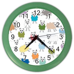 Sheep Cartoon Colorful Color Wall Clocks by Amaryn4rt