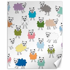 Sheep Cartoon Colorful Canvas 11  X 14  