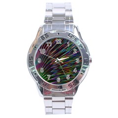 Texture Colorful Abstract Pattern Stainless Steel Analogue Watch by Amaryn4rt