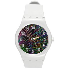 Texture Colorful Abstract Pattern Round Plastic Sport Watch (m) by Amaryn4rt