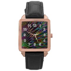 Texture Colorful Abstract Pattern Rose Gold Leather Watch  by Amaryn4rt