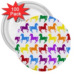 Colorful Horse Background Wallpaper 3  Buttons (100 Pack)  by Amaryn4rt