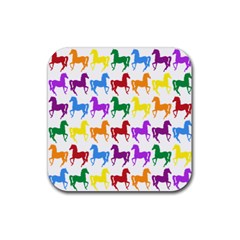 Colorful Horse Background Wallpaper Rubber Coaster (square)  by Amaryn4rt