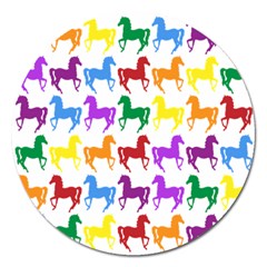 Colorful Horse Background Wallpaper Magnet 5  (round) by Amaryn4rt