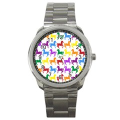 Colorful Horse Background Wallpaper Sport Metal Watch by Amaryn4rt