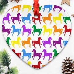 Colorful Horse Background Wallpaper Heart Ornament (two Sides) by Amaryn4rt