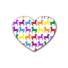 Colorful Horse Background Wallpaper Rubber Coaster (heart)  by Amaryn4rt