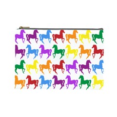 Colorful Horse Background Wallpaper Cosmetic Bag (large)  by Amaryn4rt