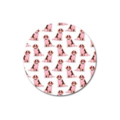 Dog Animal Pattern Magnet 3  (round) by Amaryn4rt