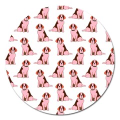 Dog Animal Pattern Magnet 5  (round) by Amaryn4rt