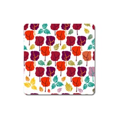 Tree Pattern Background Square Magnet