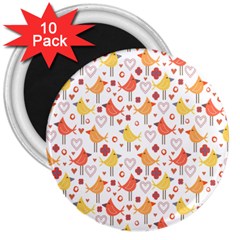 Animal Pattern Happy Birds Seamless Pattern 3  Magnets (10 Pack) 