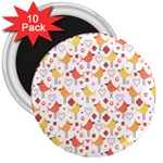 Animal Pattern Happy Birds Seamless Pattern 3  Magnets (10 pack)  Front