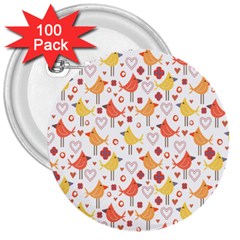 Animal Pattern Happy Birds Seamless Pattern 3  Buttons (100 Pack)  by Amaryn4rt