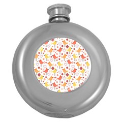 Animal Pattern Happy Birds Seamless Pattern Round Hip Flask (5 Oz) by Amaryn4rt