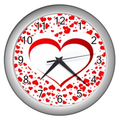 Love Red Hearth Wall Clocks (silver)  by Amaryn4rt