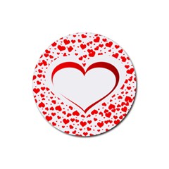 Love Red Hearth Rubber Coaster (round)  by Amaryn4rt