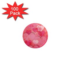 Hearts Pink Background 1  Mini Magnets (100 Pack)  by Amaryn4rt