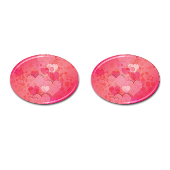 Hearts Pink Background Cufflinks (Oval)