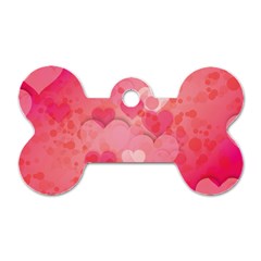 Hearts Pink Background Dog Tag Bone (one Side)