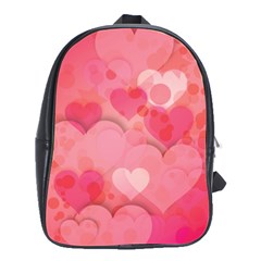 Hearts Pink Background School Bags(large) 