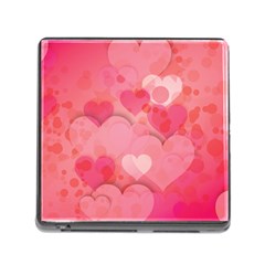 Hearts Pink Background Memory Card Reader (square) by Amaryn4rt