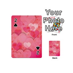 Hearts Pink Background Playing Cards 54 (mini)  by Amaryn4rt