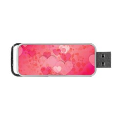 Hearts Pink Background Portable Usb Flash (one Side)