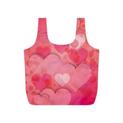 Hearts Pink Background Full Print Recycle Bags (s) 