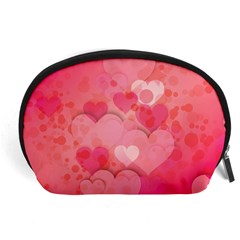 Hearts Pink Background Accessory Pouches (large)  by Amaryn4rt