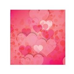 Hearts Pink Background Small Satin Scarf (square)