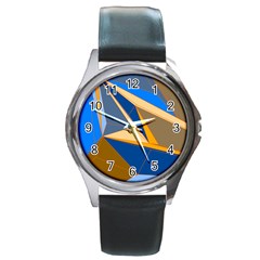 Abstract Background Pattern Round Metal Watch