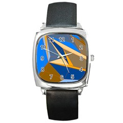 Abstract Background Pattern Square Metal Watch