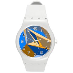 Abstract Background Pattern Round Plastic Sport Watch (m)