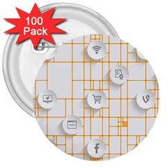 Icon Media Social Network 3  Buttons (100 Pack) 