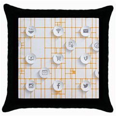 Icon Media Social Network Throw Pillow Case (black) by Amaryn4rt