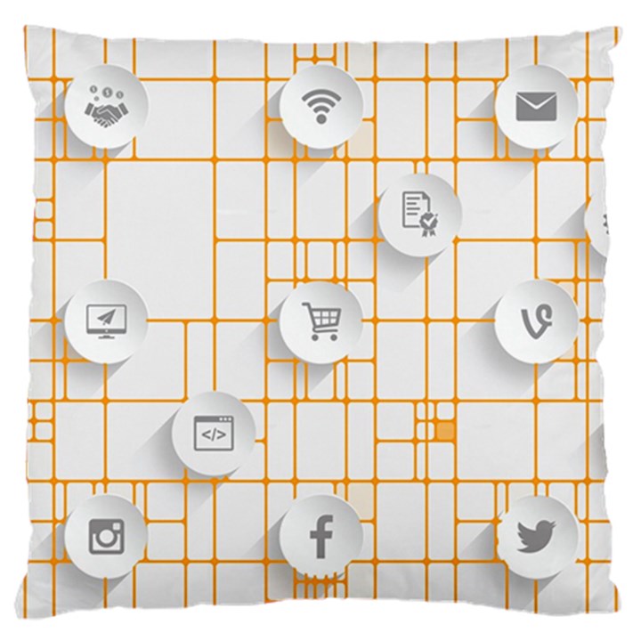 Icon Media Social Network Large Cushion Case (Two Sides)