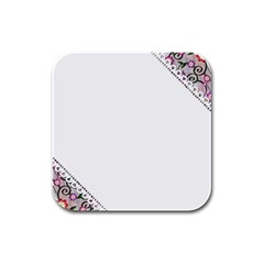 Floral Ornament Baby Girl Design Rubber Square Coaster (4 Pack)  by Amaryn4rt