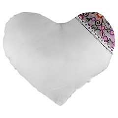 Floral Ornament Baby Girl Design Large 19  Premium Flano Heart Shape Cushions by Amaryn4rt