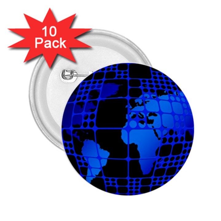 Network Networking Europe Asia 2.25  Buttons (10 pack) 