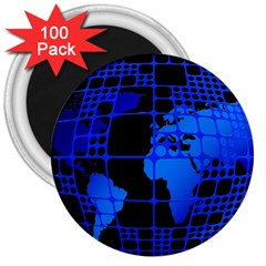 Network Networking Europe Asia 3  Magnets (100 Pack) by Amaryn4rt