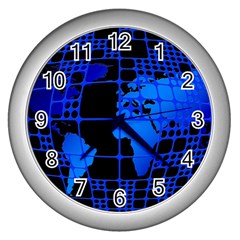 Network Networking Europe Asia Wall Clocks (silver)  by Amaryn4rt