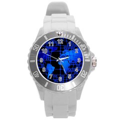 Network Networking Europe Asia Round Plastic Sport Watch (l) by Amaryn4rt