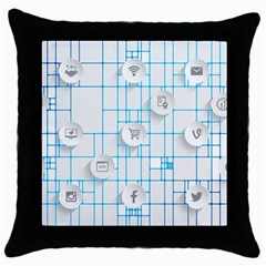 Icon Media Social Network Throw Pillow Case (black) by Amaryn4rt