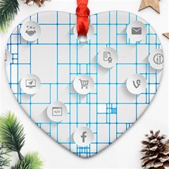 Icon Media Social Network Heart Ornament (two Sides) by Amaryn4rt