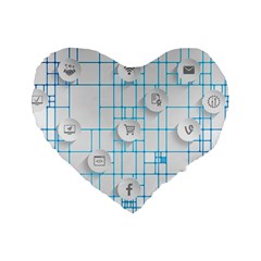 Icon Media Social Network Standard 16  Premium Heart Shape Cushions by Amaryn4rt