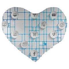 Icon Media Social Network Large 19  Premium Heart Shape Cushions by Amaryn4rt