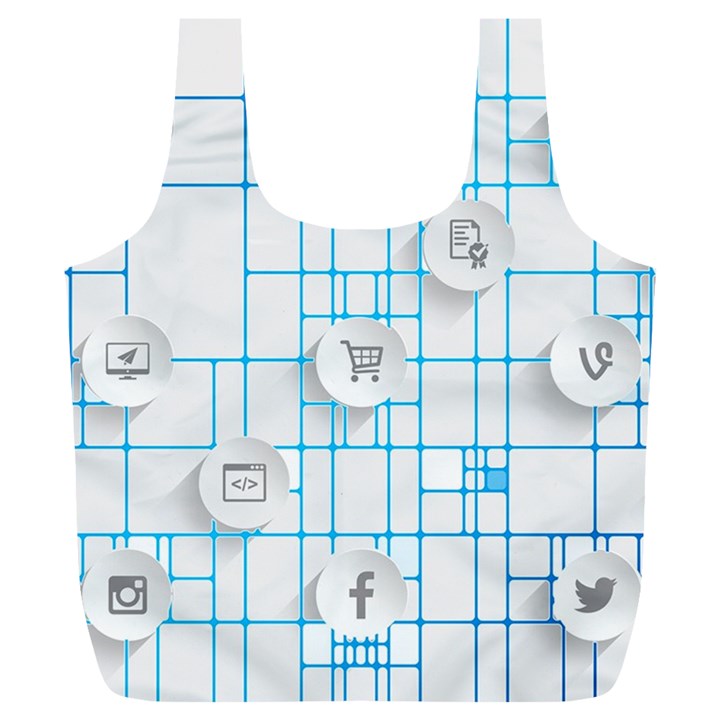 Icon Media Social Network Full Print Recycle Bags (L) 