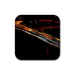 Highway Night Lighthouse Car Fast Rubber Coaster (square)  by Amaryn4rt